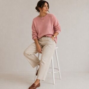 Bianco&Blu Italy pink cashmere silk blend sweater women's large chic minimalist